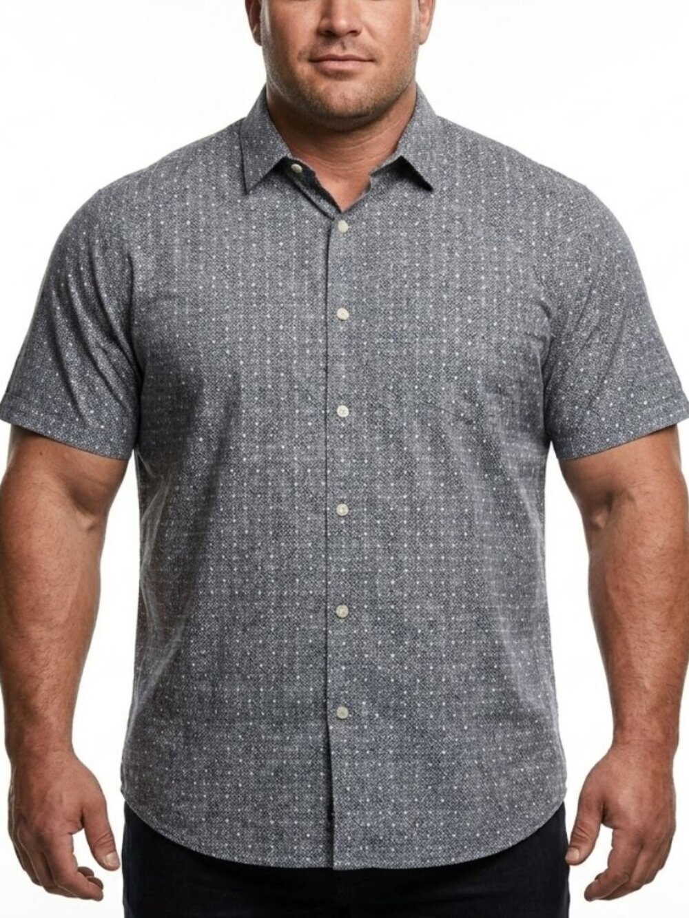 MARC ANTHONY Slim Fit Short Sleeve Navy Geometric Print Shirt XXL